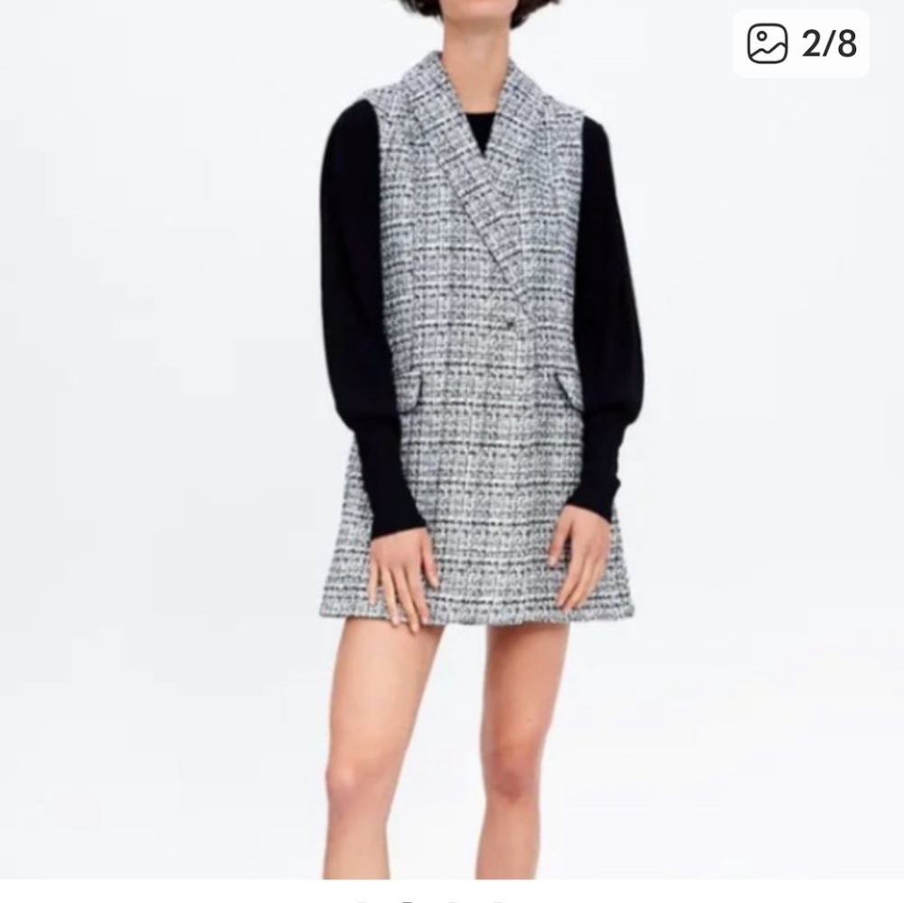 Zara Black and White Tweed Romper - Picture 3 of 8
